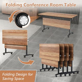 47.2in Folding Conference Table, Modular Meeting Table with Wheels