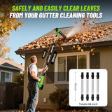 Hooseen Roof Gutter Cleaning from The Ground, 40V Leaf Blowers Cordless with 2 Battery, Adjustable Pole (98inch)3 Speed Modes 500CFM/180MPH