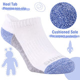Sunew Boys & Girls Athletic Low Cut Ankle Socks - Cushioned Comfort Running Sport Socks, 6-Pair White & Blue, 5-8 Years