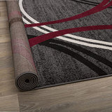 Rugshop Wavy Circles Modern Non-Shedding Living Room Area Rug Red 12' x 15'