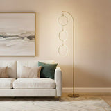 Brightech Nova 74 in. Antique Brass Industrial 3-Light LED Energy Efficient Floor Lamp with Built-in 3-Way Dimmer Function FL-NVA-BRS