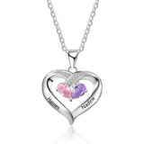 Oseew Personalized 2 Pear Birthstone Necklace for Women 10K 14K 18K Solid Gold Engraved Name Birthday Christmas Mother's Day Jewelry Gifts for Her