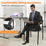 Leather Office Guest Chair Sets of 8, Reception Chair No Wheels with Armrests and Lumber Support