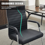 Okeysen Office Guest Chairs Set of 2, Modern Leather Reception Chairs with Mid Back & Sled Base