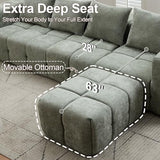 119" Boneless Couch, Cloud Sectional Couch with Deep Seat