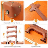 urecity Vintage Luggage Set of 2, Retro Suitcase Trunk with Wheels for Men and Women, Cute Designer Travel Luggage Set with Boarding Tote, Luggage Zipperless TSA Approved