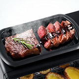 Electric Breakfast Station - 3-in-1 Non-Stick Grill/Griddle with Glass Lid, 2-Slice Toaster Oven & Coffee Maker, 30-Min Timer