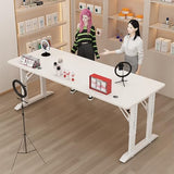 Height Adjustable Gaming Desk, Modern White Standing Desk with Anti-Slip Pads