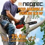 NEO-TEC 12 Inch Top Handle Gas Chainsaw 25.4cc 2-Stroke Portable Small Gas Powered Chain Saws Motosierra De Gasolina for Tree-climbing Tree Pruning Wood Cutting Firewood Preparation Yard Maintenance