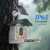 DOCOON Smart Bird Feeder with Camera, 2K HD AI Identify Birds Species, Bi rd Watching Camera with Solar Panel, Instant Notifications, Ideal Present for Bird Lover, Dark Green