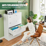 Metal Lateral Filing Cabinet Wide Office Organization Storage for Home Office Hanging Letter