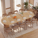 Round Dining Table, 38.6" to 110.2" Expandable Fluted Table for 2-12 People with Storage