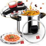 18/8 Stainless Steel Pressure Cooker 6 Quart, [One-Hand Locking] Olla de Presion, [3-In-1] Pressure Cooker, Induction Compatible, Gas Stovetop Compatible