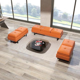 7-Seat Waiting Room Chairs Modern Entryway Bench with Thickened Cushion PU Leather Living Room Bench
