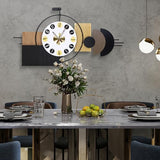 Anmotpe Luxury Modern Wall Clocks-Large Geometric Dial Wall Clock Battery Operated,Wood Metal Frame Big Clock Silent Non Ticking for Living Room, Bedroom,Kitchen,Office -42X21.6 Inch
