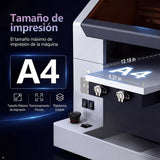 DXZ 2026 Upgraded A4 UV Printer, UV Flatbed Printer with 3D Emboss Printing, White Ink Mixing System, 1440×2880 DPI, Direct-to-Object Printer for Acrylic, Glass, Wood, Metal & Phone Cases