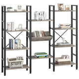 Shintenchi Industrial Bookcase,71.6” Triple 4 Tier Bookshelf with 11 Open Display Shelves