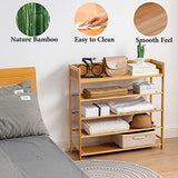 SOBIBO Bamboo Shoe Rack Organizer, 5 Tier Shoe Shelf Storage Organizer, for Entryway, Hallway, and Closet (Nature-39)