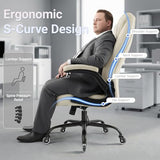 Big and Tall Office Chair for Heavy People, 400LBS High Back Extra Wide Executive PU Leather Office Chair with Flip-Up Armrests