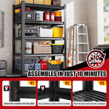 Set of 3 Garage Shelving-2500 lbs 5 Tier Storage Shelves