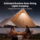 OGERY Solar Camping String Lights, 5400mAh/ 49.2FT/ 11 Modes Rechargeable Camping Lights Outdoor/Indoor, 4-in-1 Quick Storage Fairy Tent Lights Portable LED Lamp for Patio Yard Party Decor Essentials