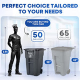 Large Outside Trash Bin, Rolling Commercial Container, Outdoor Trash Can with Lid and Wheels for Back of House, Office,