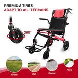 Wheelchairs for Adults Transport Chair Lightweight Foldable with Telescopic Handle, 17-Inch Seat Width Portable Folding Travel Wheel Chairs for Seniors (June Updated Version)