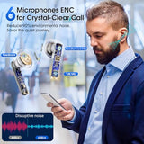 Wireless Earbuds Bluetooth 5.4 In Ear Buds 6 Mic ENC Noise Cancelling Clear Calls, Deep Bass HiFi Stereo Sound Earphones for Android iOS Black