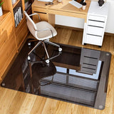 GLSLAND 46" × 55" [Tempered Glass] Chair Mat – Durable Office Chair Mat on Carpet with 0.2" Thickness, 4 Non‑Slip Pads, Blue & Grey