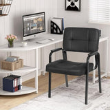 BestOffice Office Guest Chairs Set of 2 Reception Chairs Conference Chairs with Arms Lumbar Support Stack Cushion Seat  (Black)