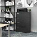 4 Drawer Filing Cabinet with Lock Metal Lateral File Cabinet Office Home Steel Lateral File Cabinet for A4 Legal/Letter