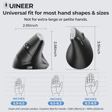 Uineer Ergonomic Vertical Wireless Mouse, 2.4G with USB Receiver, 2400 DPI Optical Sensor, 4 Adjustable DPI Levels, Rechargeable with Battery Indicator, Wide Compatibility with Windows & Mac OS-Black