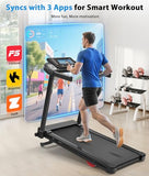 CIIHI Treadmill with 15% Auto Incline - 350 LBS Capacity Foldable Treadmill with Incline and App - Walking Running Machine for Home, Black