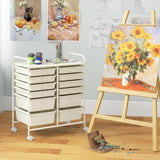 12-Drawer Rolling Storage Cart, Moveable Art Craft Organizer W/Lockable Wheels, Metal Shelf