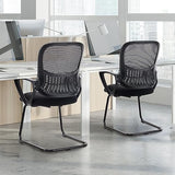 Reception Chair No Wheels, Stationary Non Rolling Mesh Mid Back Computer Guest Side with Lumbar Support