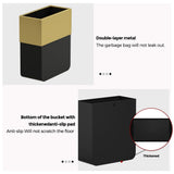 LEASYLIFE 4gallon Narrow-Slit Bathroom Trash Can, Open Top Garbage Can,Double-Layer Design with Realistic Wood Texture, Anti-Slip Base, Suitable for bathrooms, Powder Rooms (2.1gal-Black and Gold)