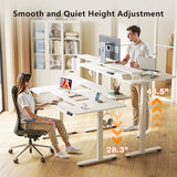55 Inch Height Adjustable Desk with Power Outlets & LED Lights, Sit Stand Table with Monitor Stand for Home