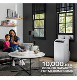 GE Profile PPHV10WWF 10,000 BTU Portable Air Conditioner for Medium Rooms up to 550 sq ft. (9,850 BTU SACC), 3-in-1 with Dehumidify, Fan, and Auto Evaporation, Included Window Installation Kit, White