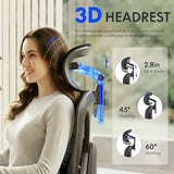 FLEXISPOT ErgoX Premium Ergonomic Office Chair with Footrest- Adjustable 3D Armrests, Dynamic Lumbar Support, Light Grey