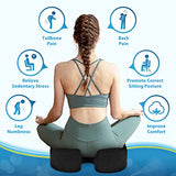 BlissTrends Seat Cushion,Thick Memory Foam Cushions for Office Chair, Car Seat, Airplane, Relieving Pressure Tailbone 4.7in Thick Black
