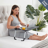 Nestl Fur Reading Pillow with Laptop Lap Desk, Stylish Back Pillow for Sitting Up, Lap Desk