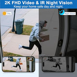 Doorbell Camera Wireless, Head-to-Toe Video - No Subscription Required,2K HD Live View