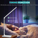 JOSTIC LED Desk Lamp with Wireless Charger, USB Charging Port, Desk Light with 10 Brightness, 5 Color Modes, White