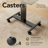 Small Rolling Laptop Standing Desk, Height Adjustable Mobile T-Base Desk with Lockable Casters