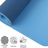Yoga Mat with Alignment Marks - Lightweight Exercise Mat with Carry Strap for Home Workout or Travel by Wakeman Outdoors (Blue) Wakeman
