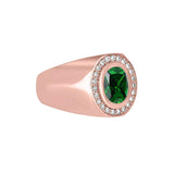 Oseew Personalized Mens emerald ring gold Emerald ring for men Engagement Rings For Mens Emerald Ring Men 14K Gold(white gold