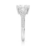Princess Cut Three-Stone Moissanite Engagement Ring 2CT Silver Size 9