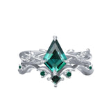 Oseew Created Emerald engagement ring set (Created Emerald) Kite