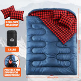 Swtmerry Double Sleeping Bag for Adults with 2 Pillows, Big & Tall Queen Size XL Sleeping Bag for 2 Person, Waterproof & Lightweight Warm for 3 Seasons, Cold Weather,Camping, Hiking & Backpacking