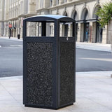 Commercial Trash Can with Lid, Heavy Duty Waste Container with Stone Panels,Removable Metal Inner Bucket